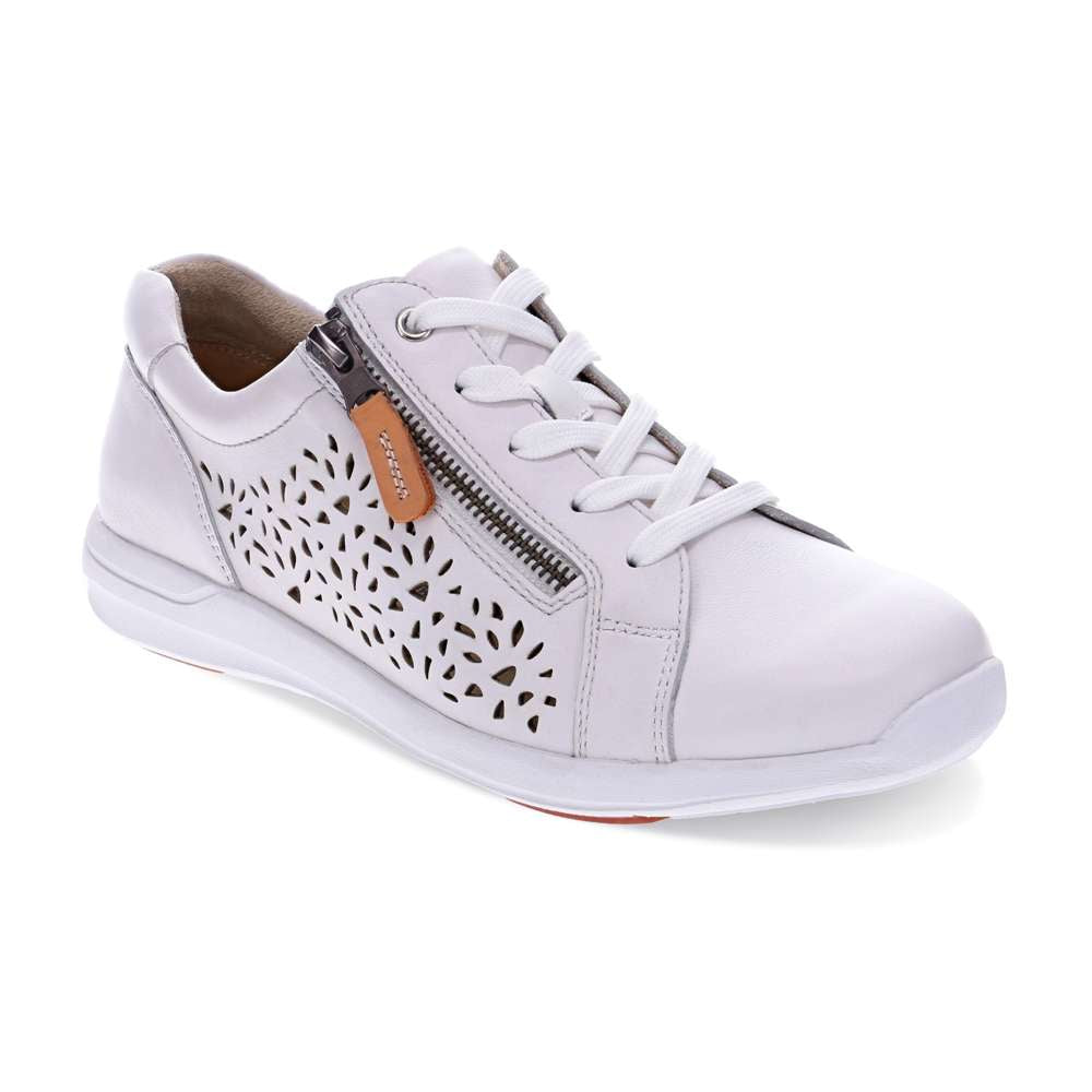 North Perf Zip Casual Sneaker - White/Apricot