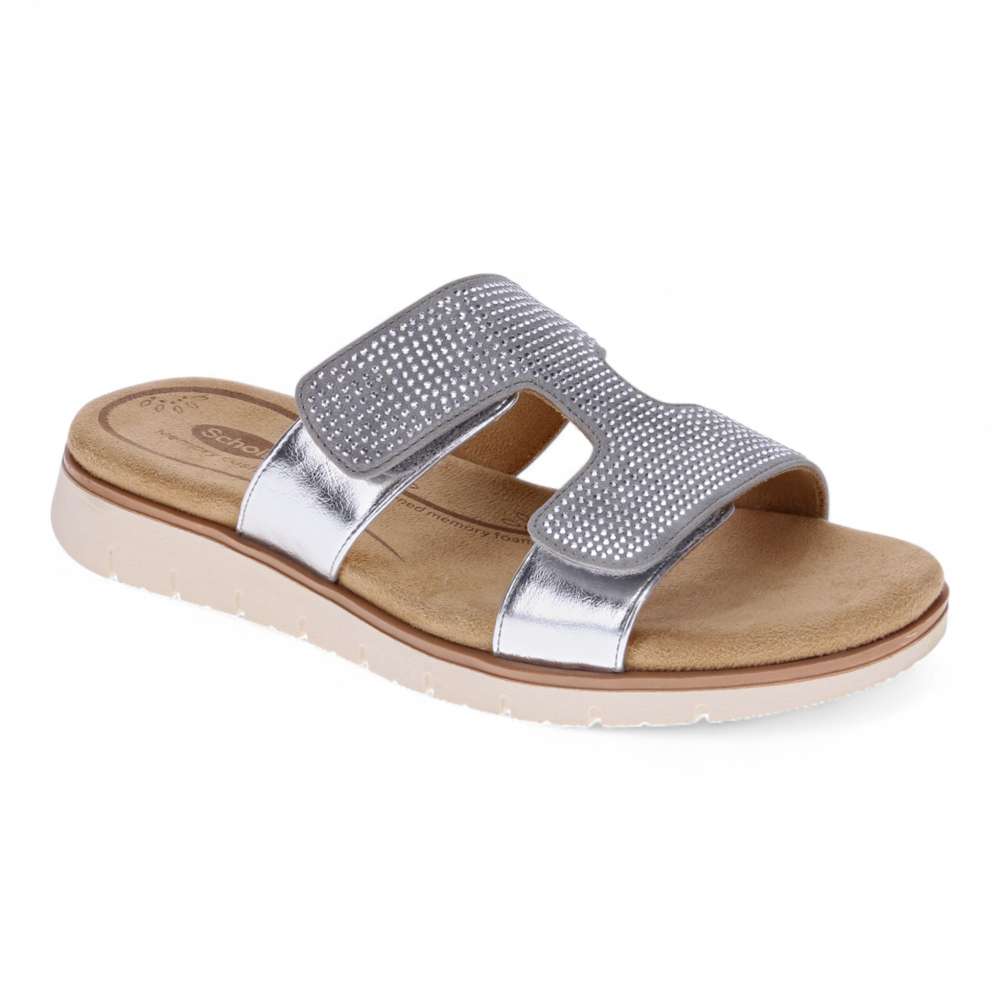 Nola Slide - Lt Grey/Rhinestone