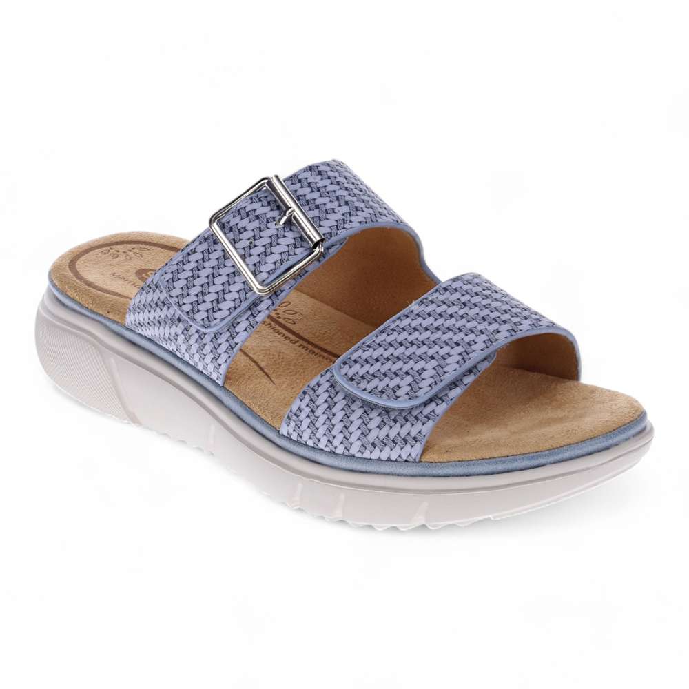 Rage Slide Sandal - Denim Raffia