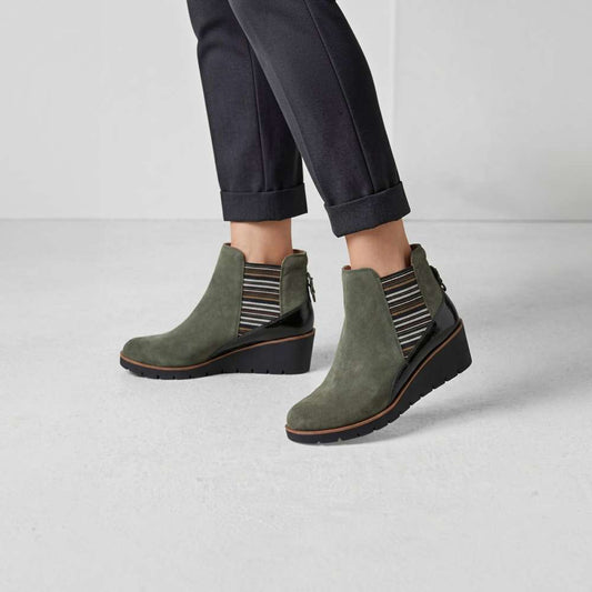 Lifestyle image for Galway Wedged Boot - Moss Suede