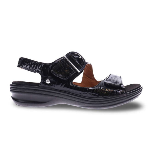 Barcelona Back Strap Sandal - Black Croc