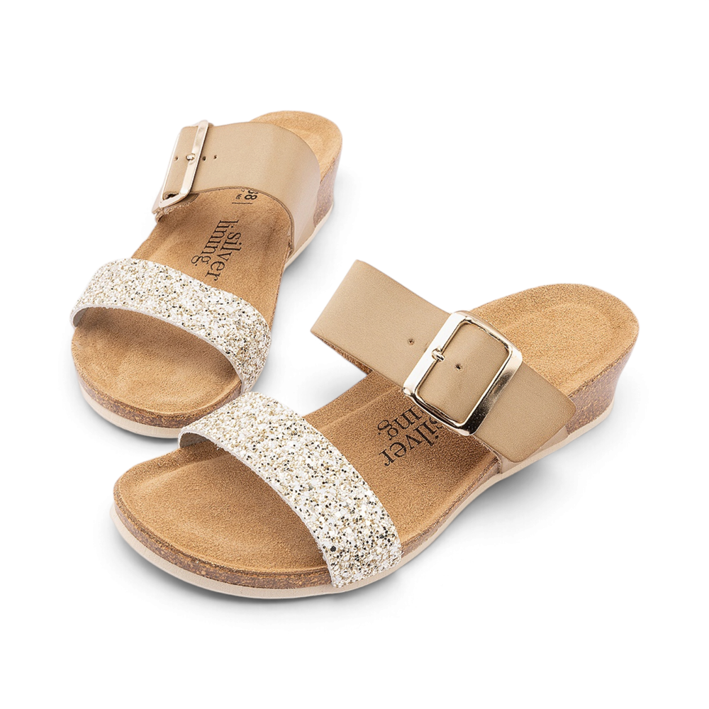 Aranjuez Glitter Slide - White Gold