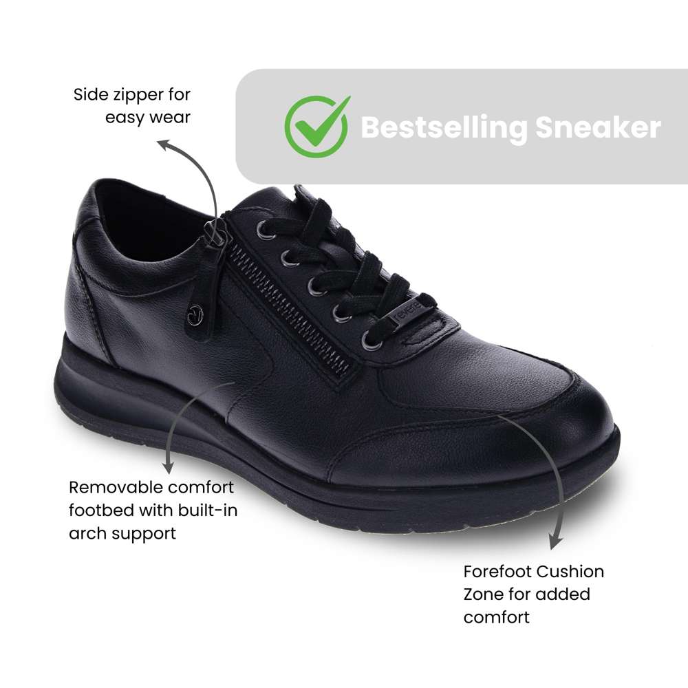 Boston Zip Casual Sneaker - Black French