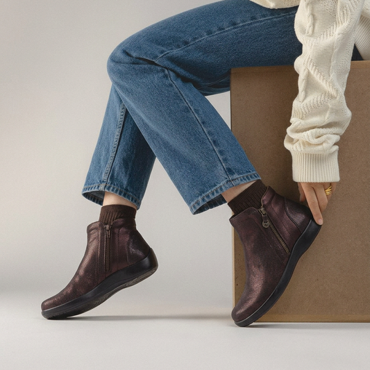 Lifestyle image for Charleston Zip Boot - Chocolate Angle