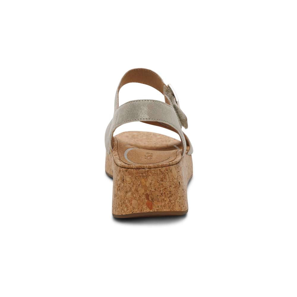 Flora Adjustable Strap Wedge - Champagne