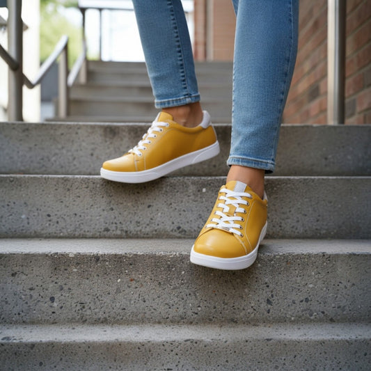 Lifestyle image for Limoges Lace-Up Casual Sneaker - Mustard French