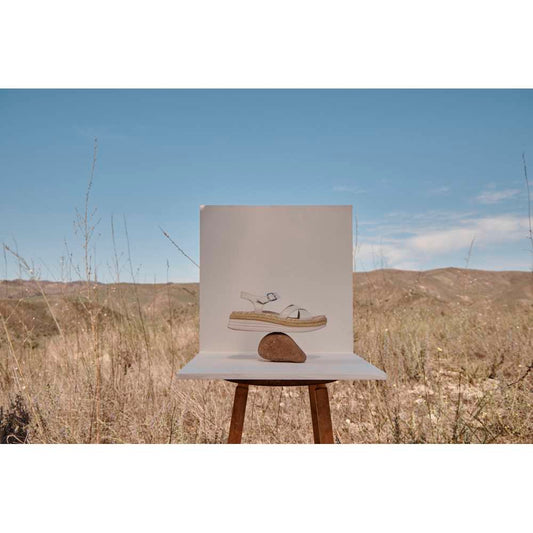 Lifestyle image for Mar Platform Sandal - Cream Leather