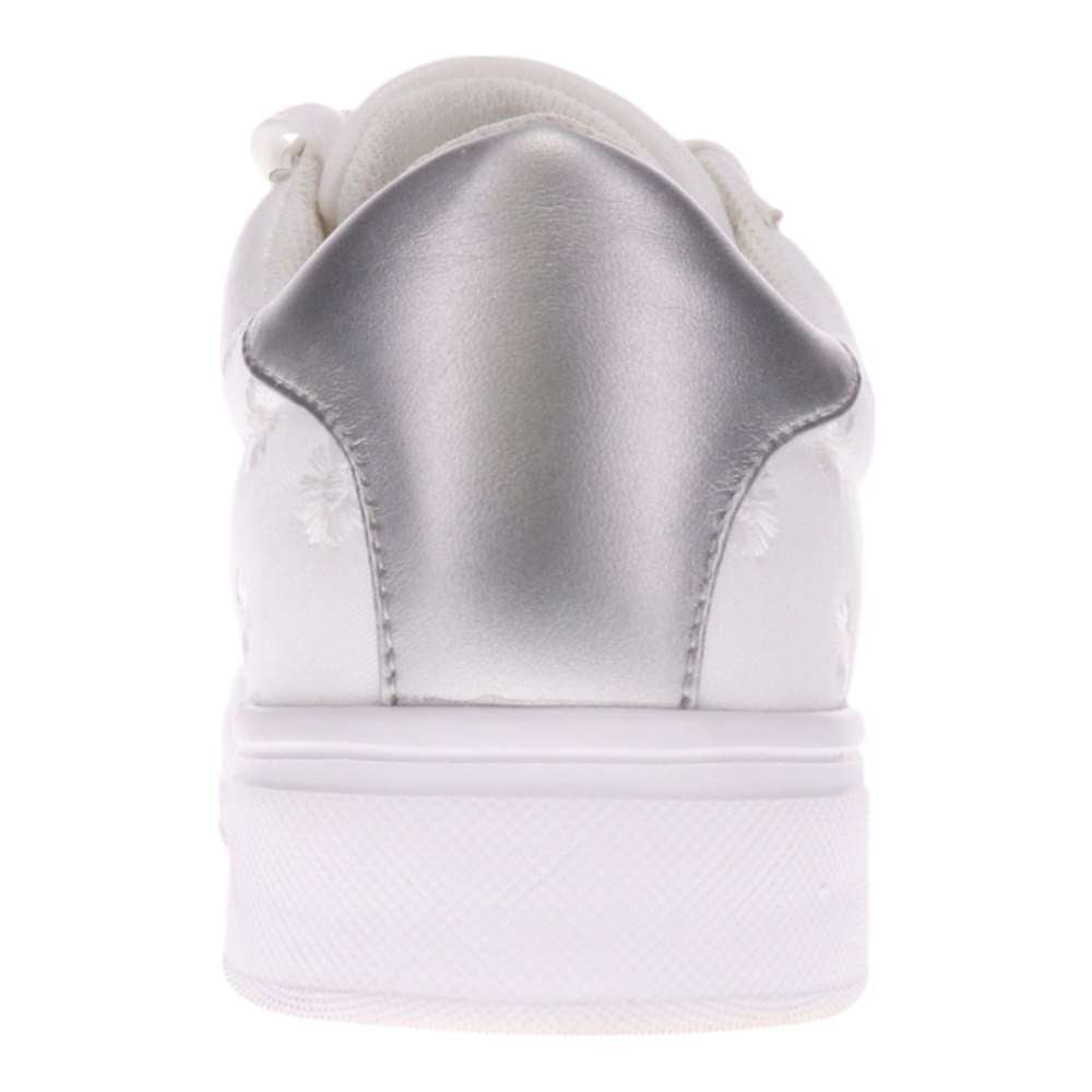 Paisley Floral Lace-Up Casual Sneaker - White/Silver Patch