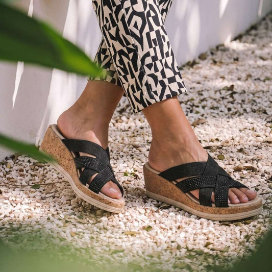 Lifestyle image for Reign Wedge Sandal - Black