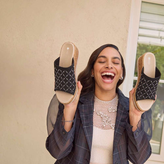 Lifestyle image for Royal Wedge Sandal - Black