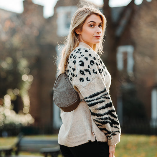 Lifestyle image for Textured Nylon Backpack - Truffle