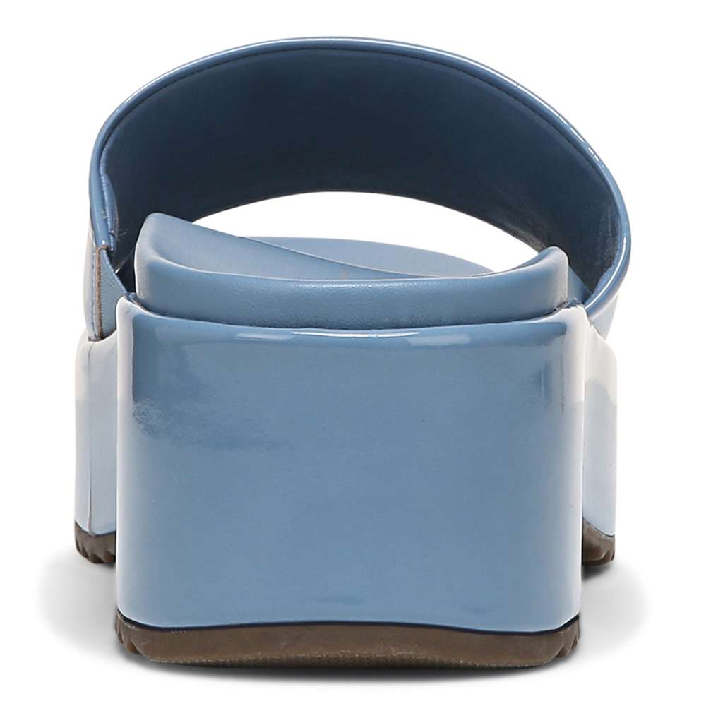 Trista Flatform Slide - Blue Shadow Patent