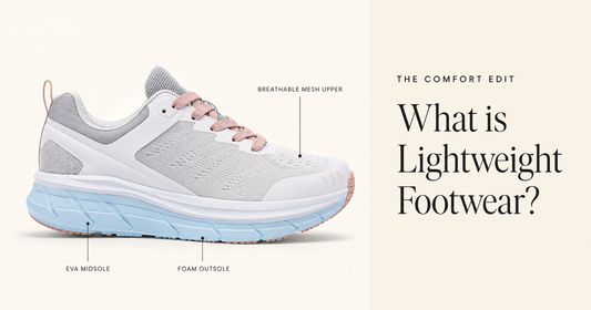 Lightweight mesh sneaker with its light features labelled, Comfort Edit cover