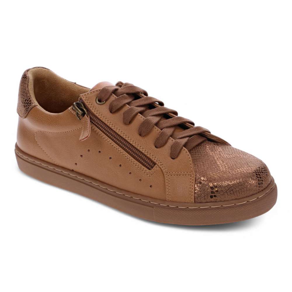 Cleo Zip Casual Sneaker - Tan