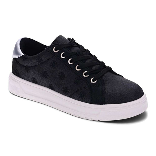 Paisley Floral Lace-Up Casual Sneaker - Black/Silver