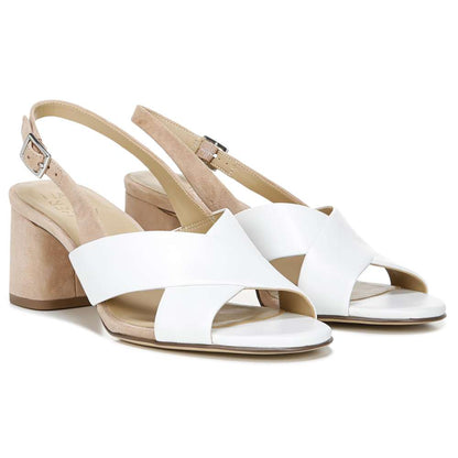 Azalea Block Heel - White/Nude
