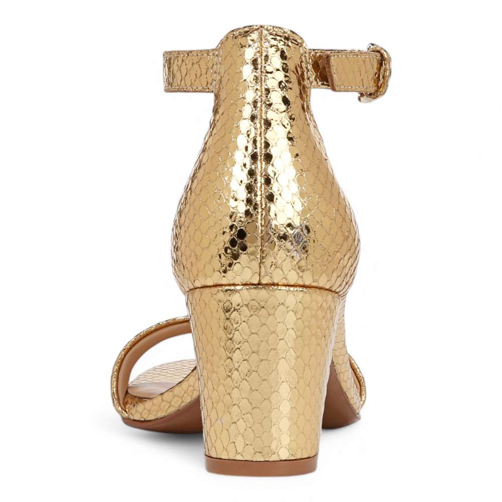 Vera Dress Sandal - Yellow Metallic Snake Print Leather
