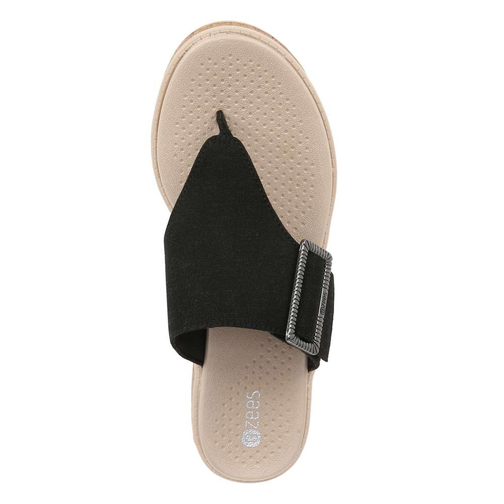 Bay Wedge Sandal - Black Linen