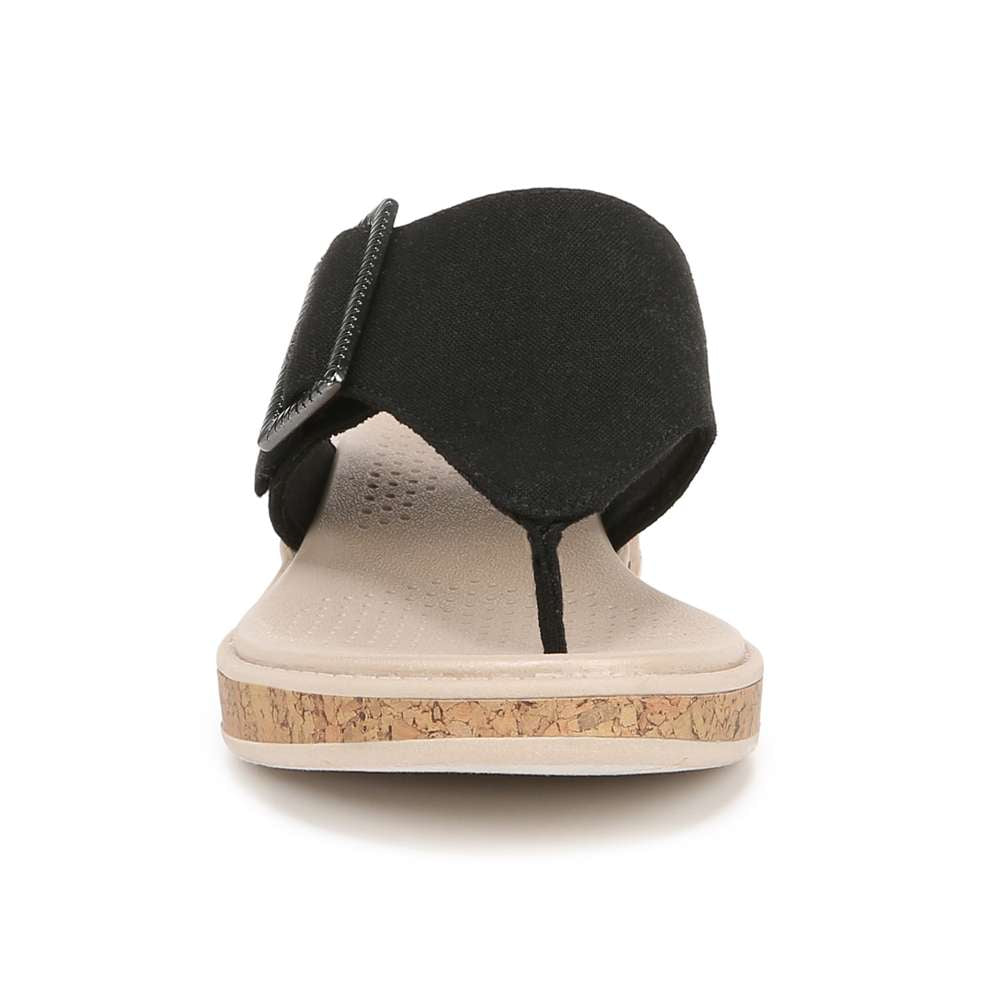 Bay Wedge Sandal - Black Linen