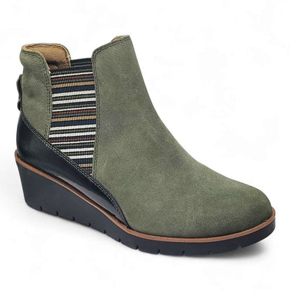 Galway Wedged Boot - Moss Suede