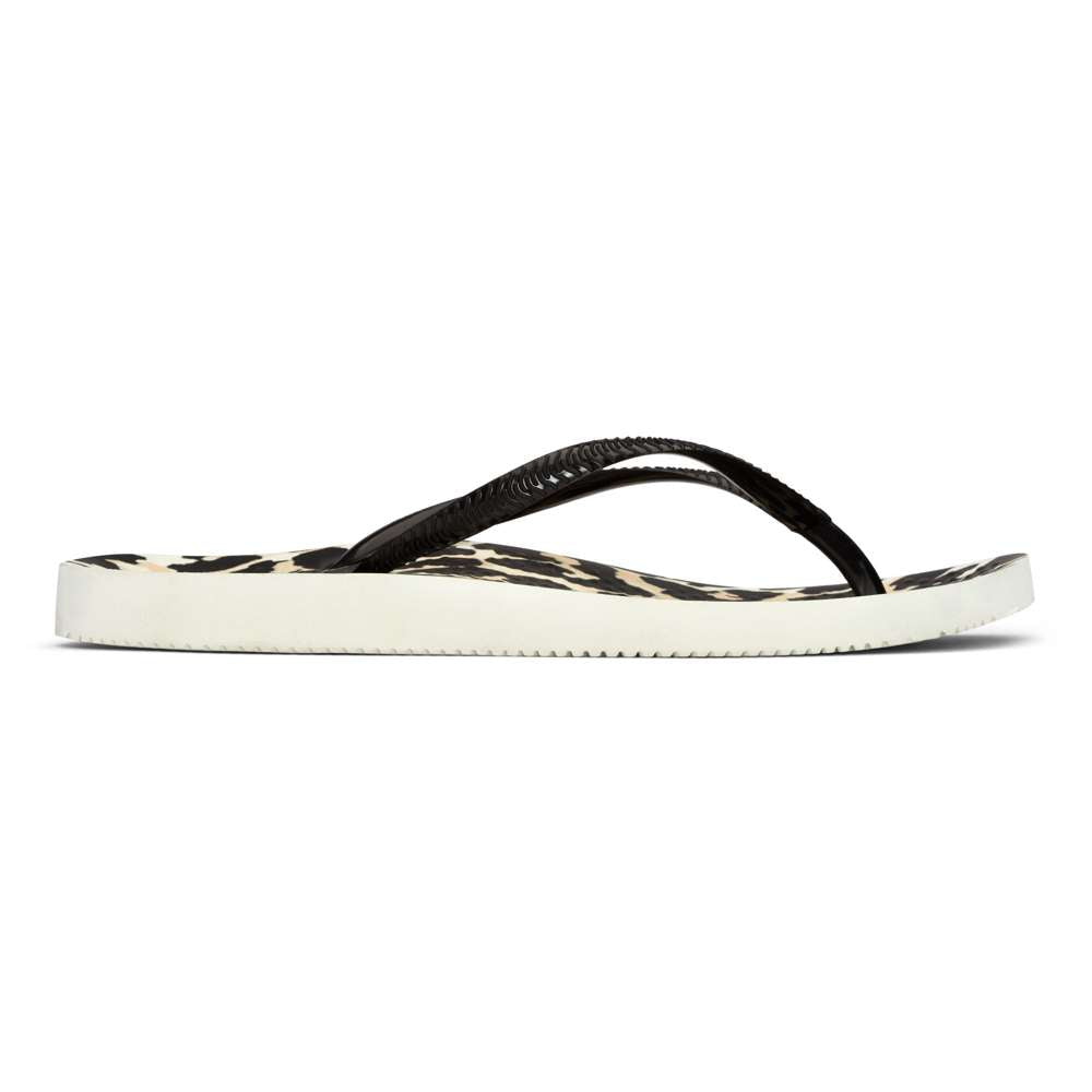Noosa Print Toe Post Sandal - Black Leopard