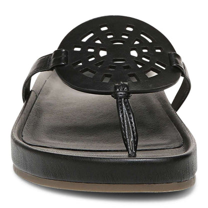 Solari Toe Post Sandal - Black Leather