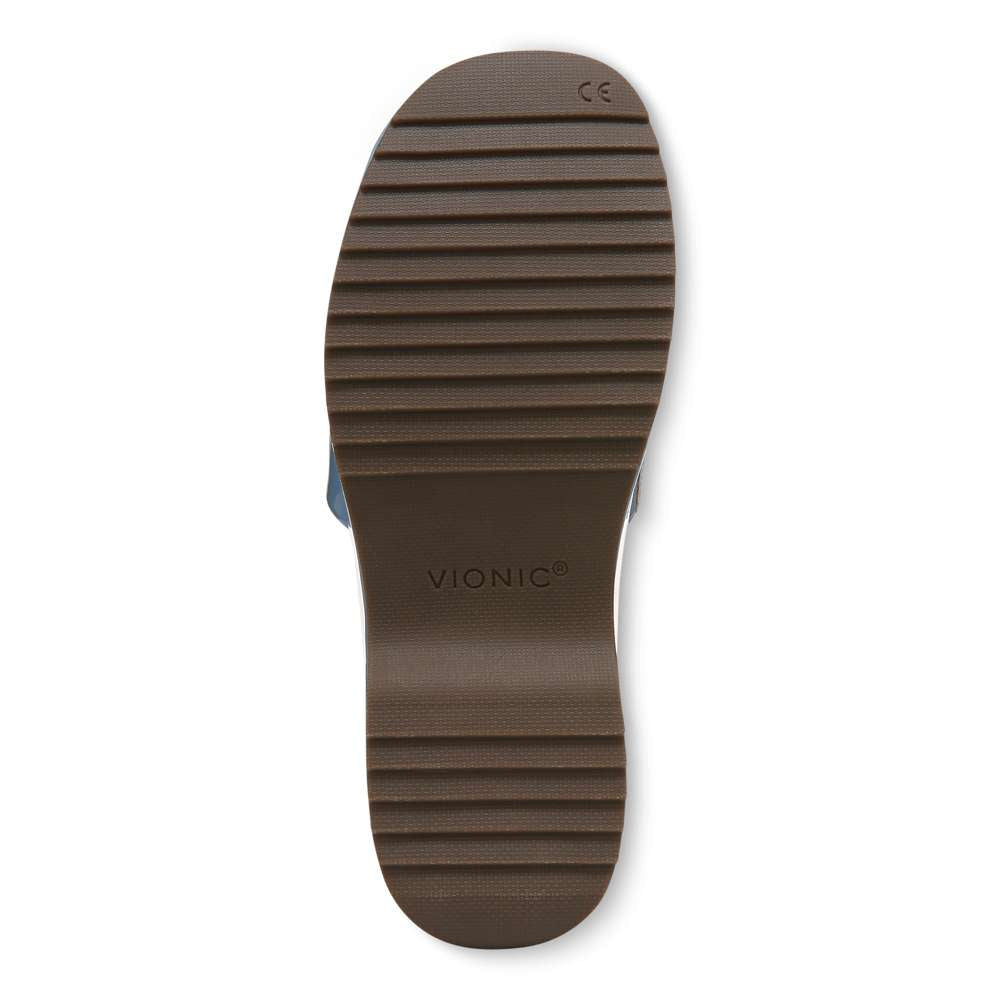Trista Flatform Slide - Blue Shadow Patent