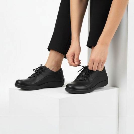 Lifestyle image for Alberta Lace-Up Casual Sneaker - Black French