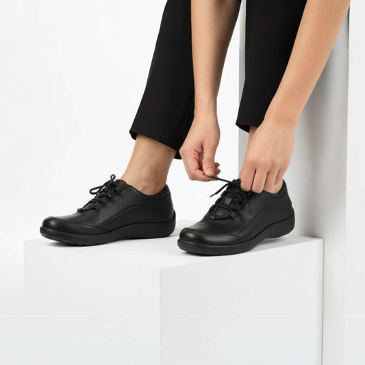 Lifestyle image for Alberta Lace-Up Casual Sneaker - Black French