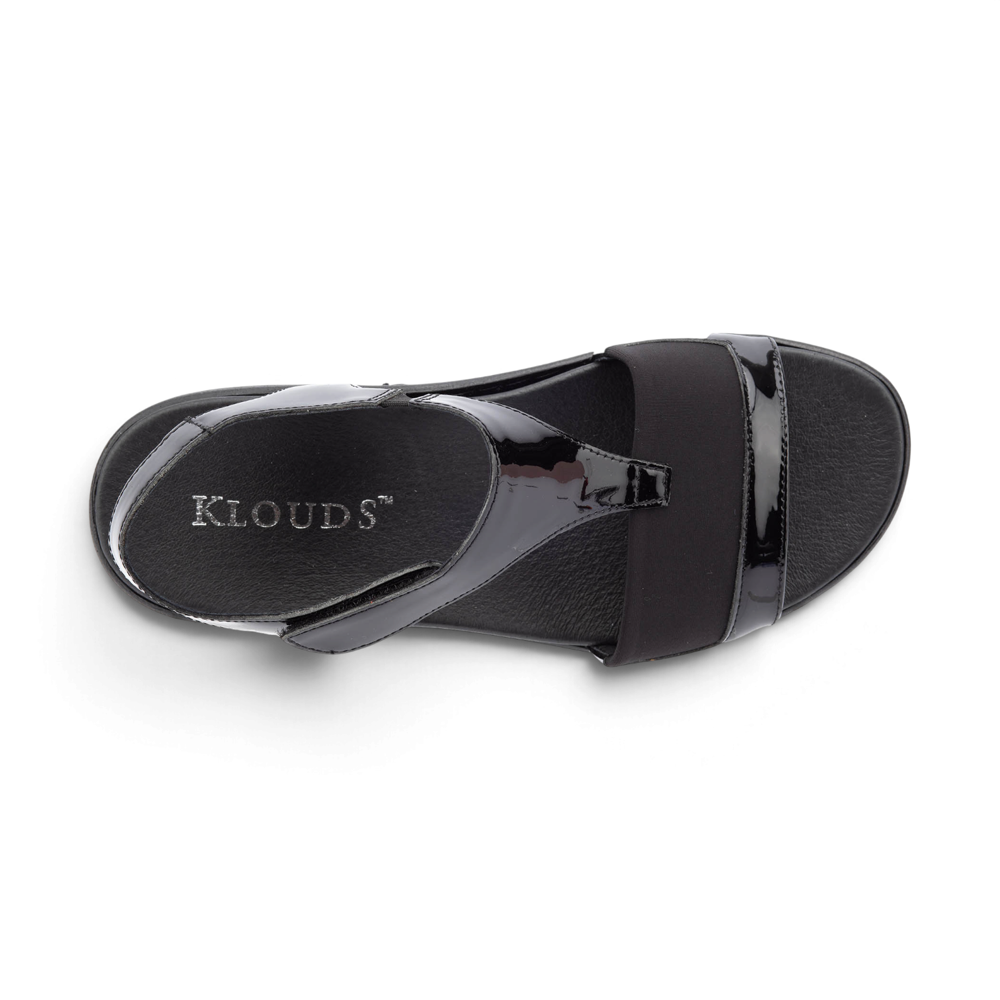 Alyce Sandal - Black Patent/Stretch