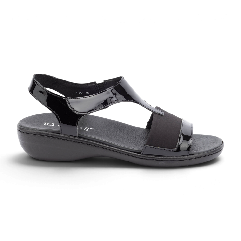 Alyce Sandal - Black Patent/Stretch