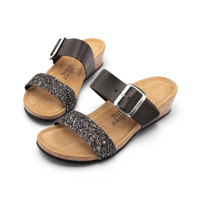 Aranjuez Glitter Slide - Black Silver