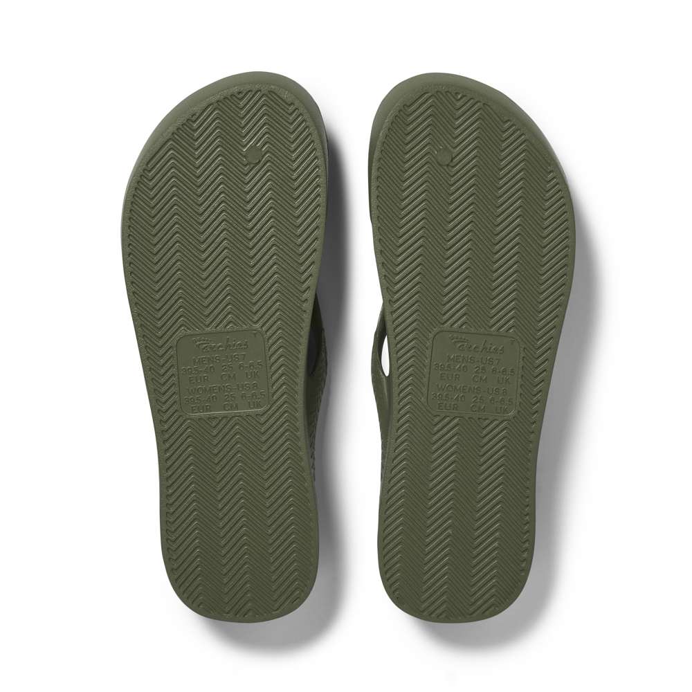 Arch Support Thongs - Khaki Green