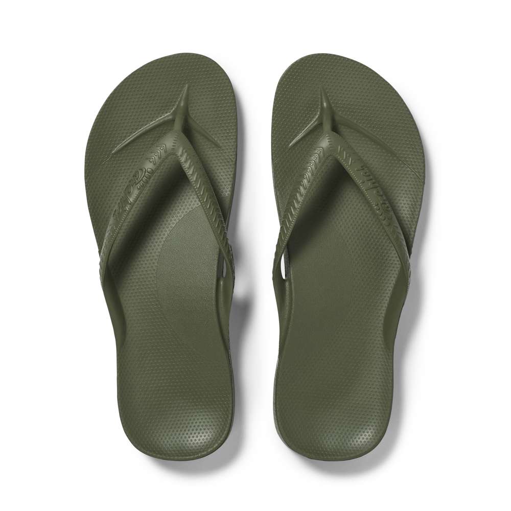 Arch Support Thongs - Khaki Green