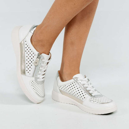 Baxley Zip Casual Sneaker - White/Apricot