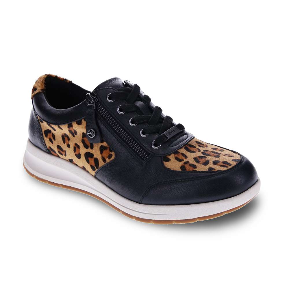 Boston Zip Casual Sneaker - Black/Leopard