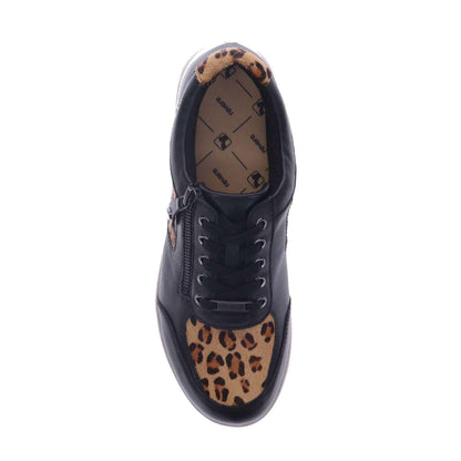 Boston Zip Casual Sneaker - Black/Leopard