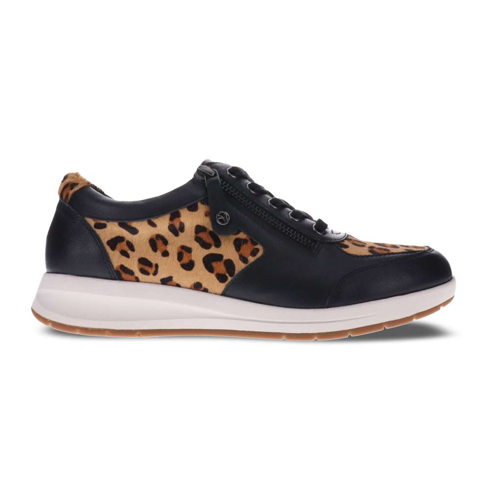 Boston Zip Casual Sneaker - Black/Leopard