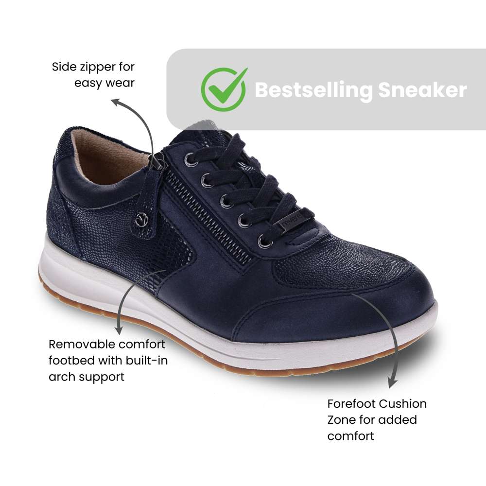 Boston Zip Casual Sneaker - Sapphire/Navy Lizard