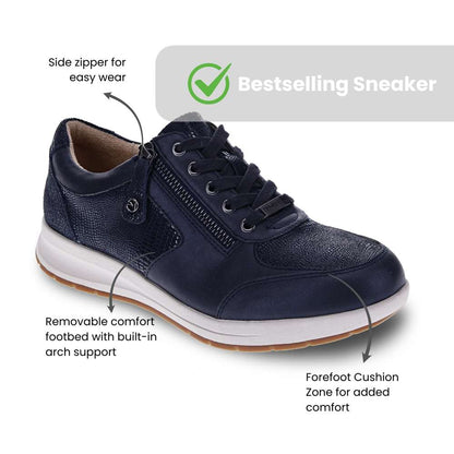 Boston Zip Casual Sneaker - Sapphire/Navy Lizard