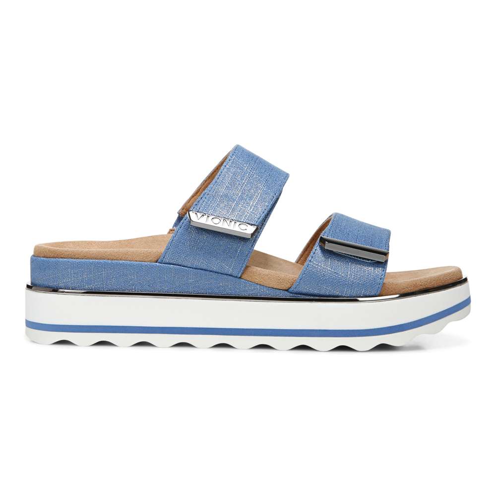 Brandie Flatform Slide - Vallarta Blue Linen