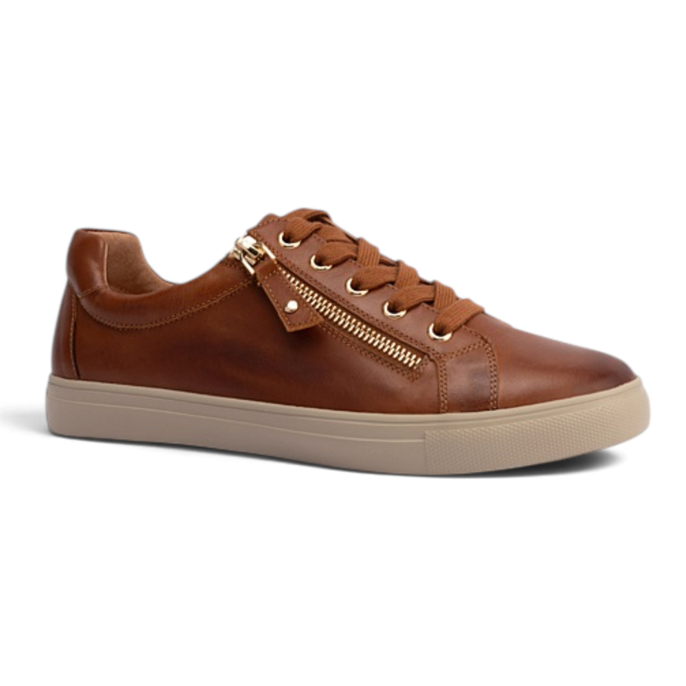 Cara Plain Casual Sneaker - Burnished Warm Cognac