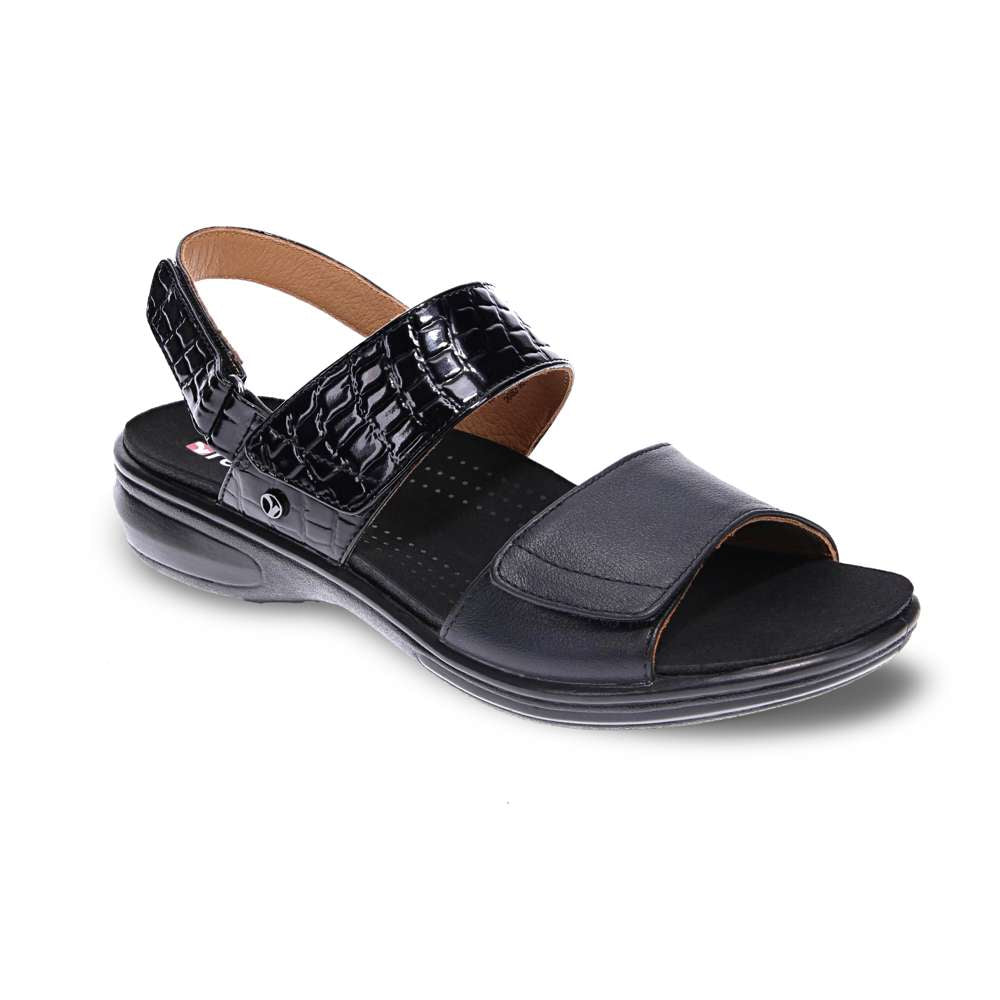 Como Adjustable Slingback Sandal - Black Croc