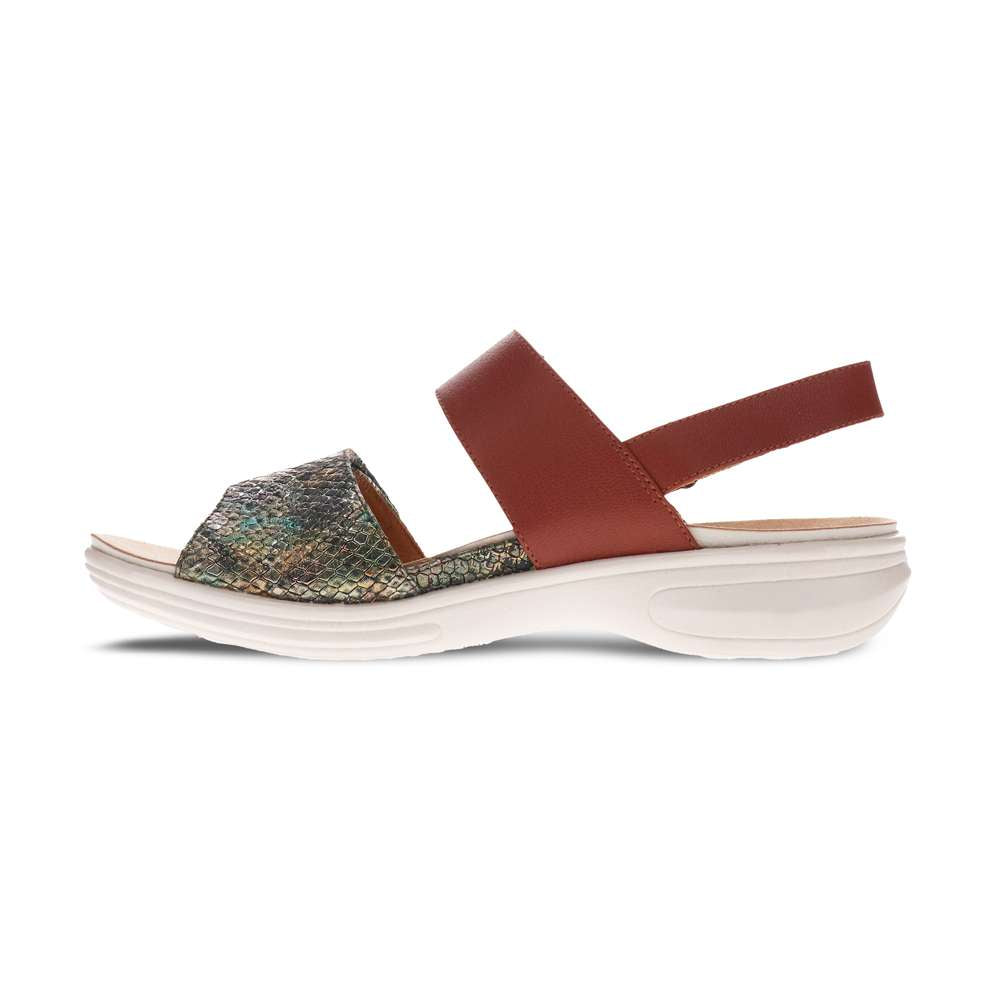 Como Adjustable Slingback Sandal - Cognac/Peacock Python