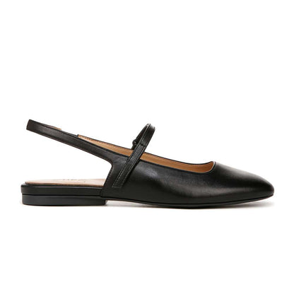 Connie Mary-Jane Slingback Flat - Black Leather