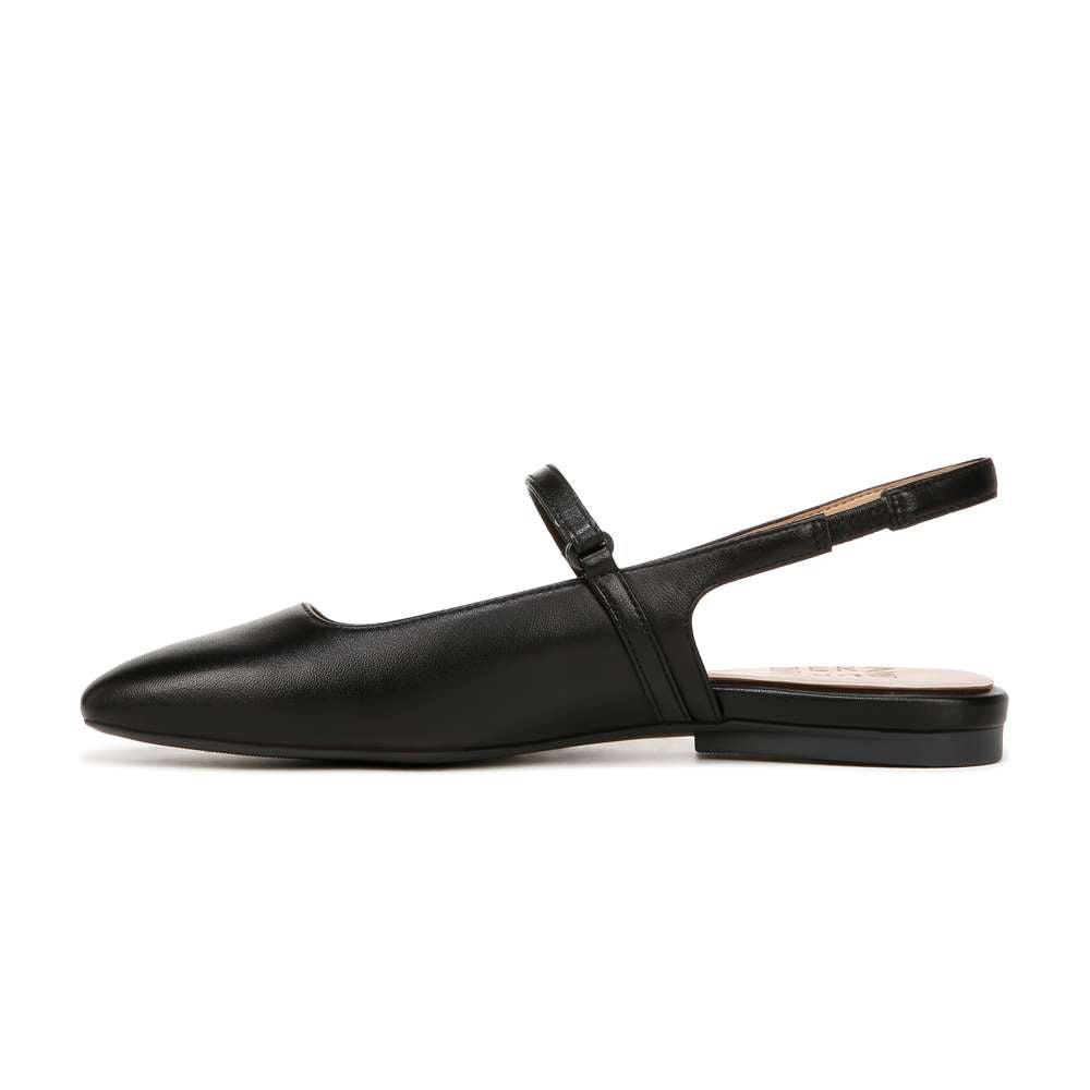 Connie Mary-Jane Slingback Flat - Black Leather