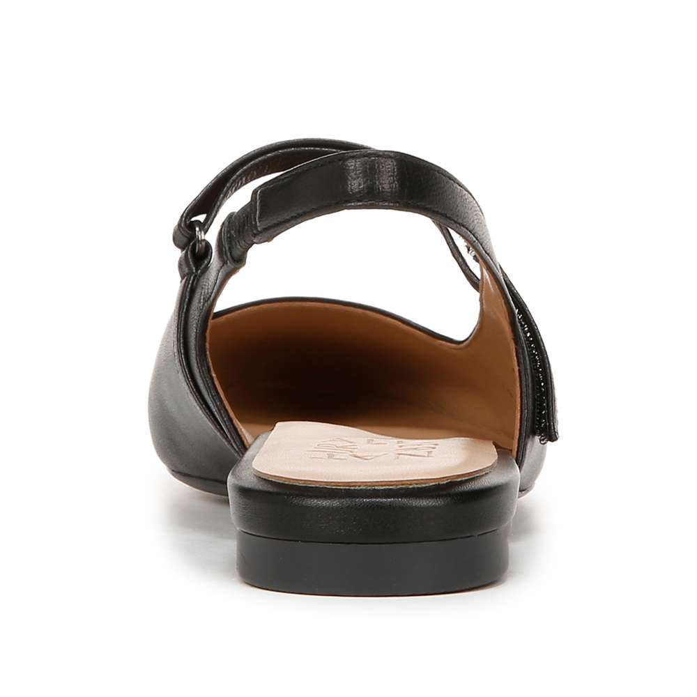 Connie Mary-Jane Slingback Flat - Black Leather