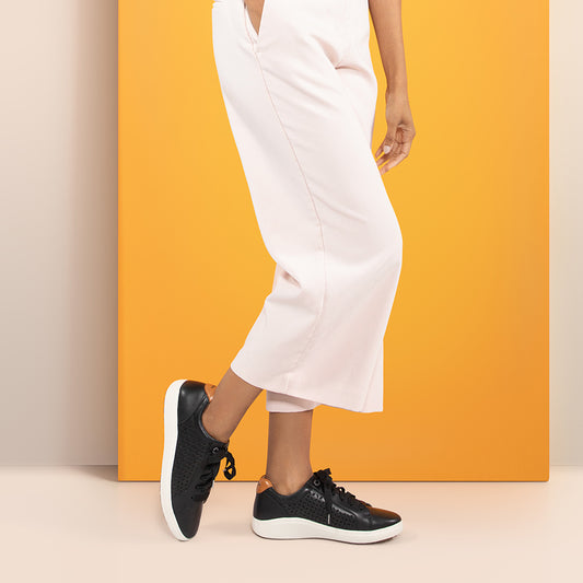 Lifestyle image for Courtney Lace-up Sneaker - Black Cutout