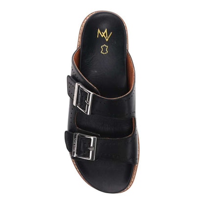 Daisy Leather Slide - Black