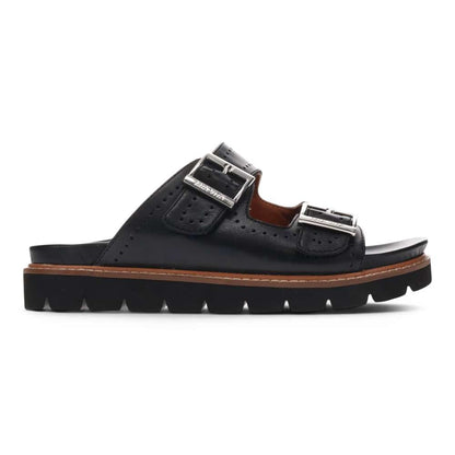 Daisy Leather Slide - Black